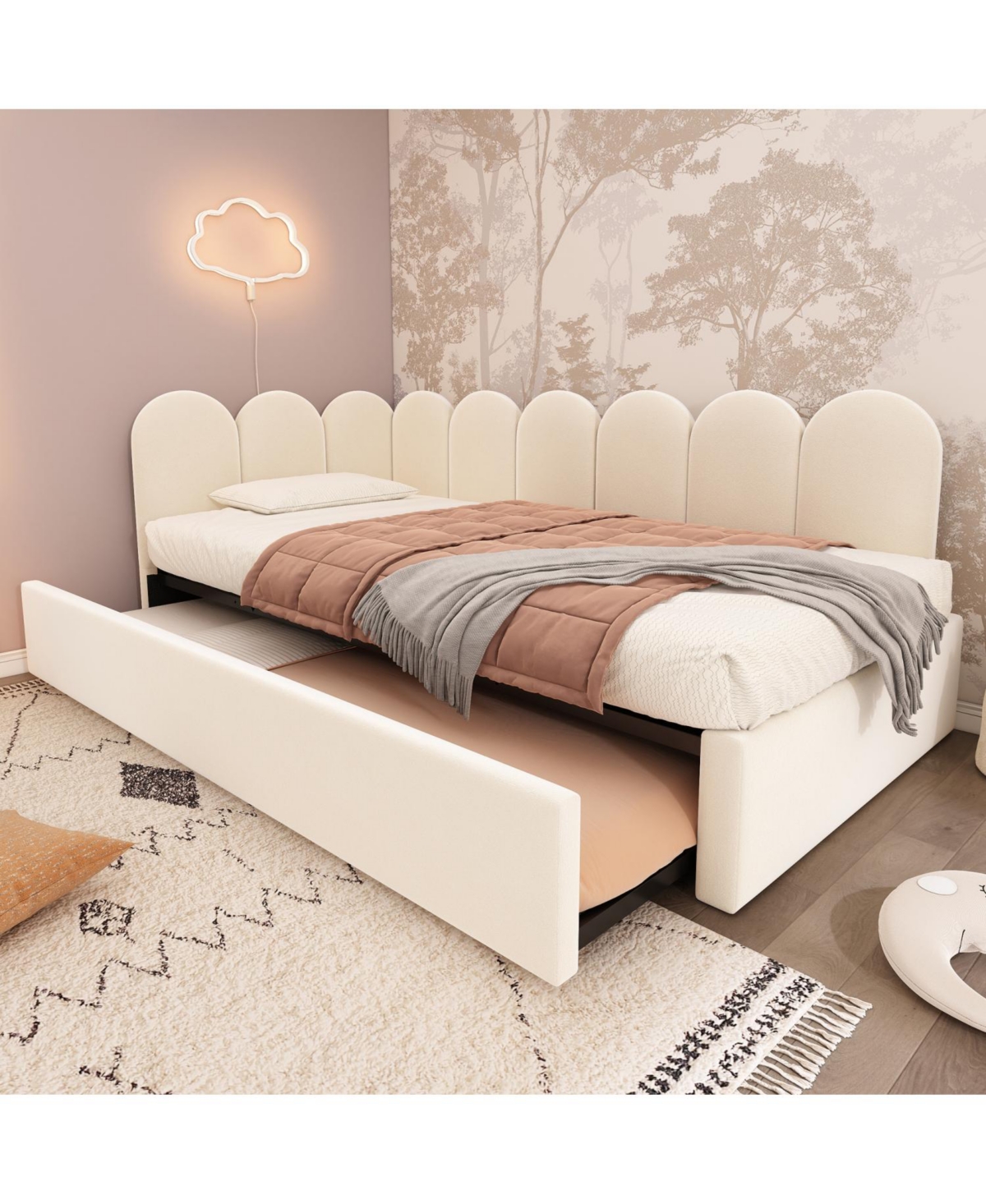 Streamdale Furniture Upholstered Daybed with Pull-Out Bed, Twin(No Mattress)