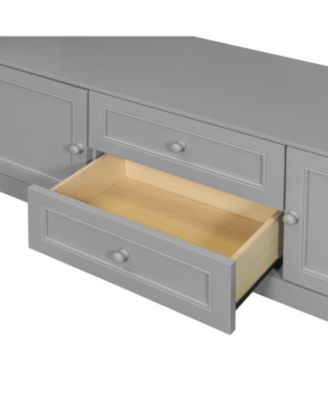 Streamdale Twin Gray Wooden Murphy Bed with TV Stand, Drawers & Shelves