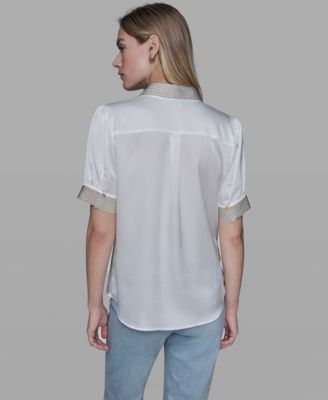 Women's Beaded Short-Sleeve Top