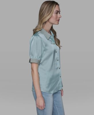 Women's Beaded Short-Sleeve Top