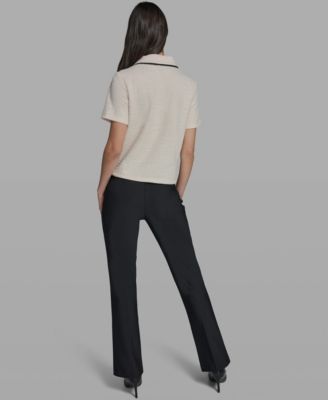 Women's Knit Henley with Framing Collared Top