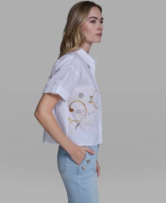 Women's Short-Sleeve Sewing Theme Top