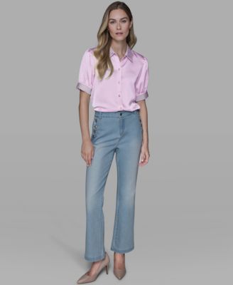 Women's Beaded Short-Sleeve Top