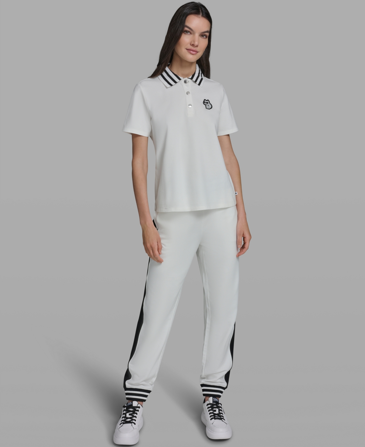 Karl Lagerfeld Paris Women's Choupette Knit Collared Polo Top