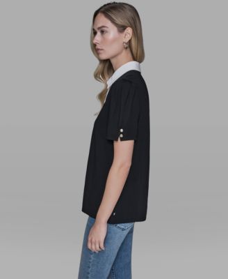 Women's Short-Sleeve Button-Front Top