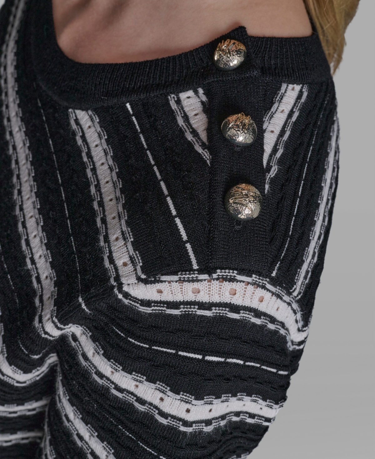 Karl Lagerfeld Paris Women's Striped Crewneck Sweater