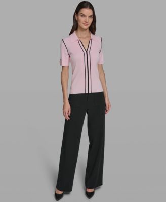 Women's Short-Sleeve Johnny Collar Sweater