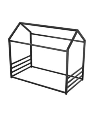 Montessori Metal Floor Bed Frame, House Bed with Guardrails, Kids/Toddlers.