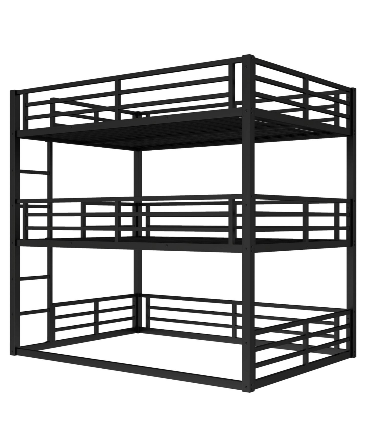 Streamdale Furniture Triple Bunk Bed, Full Over Full Over Full, Metal, Black