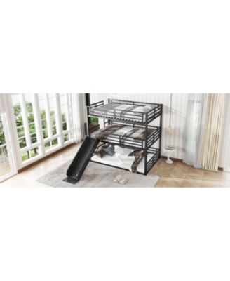 Triple Bunk Bed with Slide, Metal, Heavy-Duty