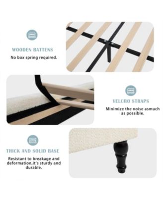 Queen Bed Frame, 55.5" Upholstered Headboard, Boucle Fabric