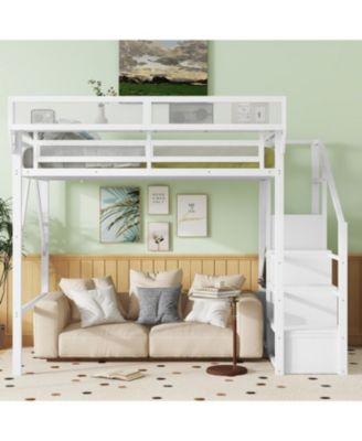 Full Loft Bed with Stairs, Storage, & Wardrobe