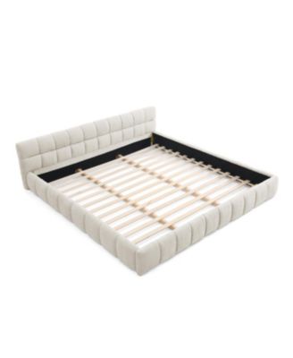  California King Upholstered Platform Bed Frame - Beige