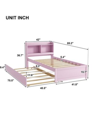 Twin Wood Trundle & Bookcase Bed