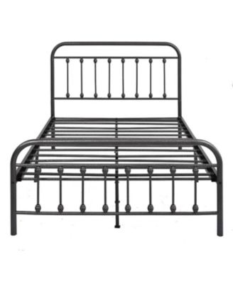 Queen Metal Bed Frame with Vintage Headboard