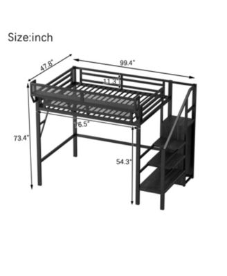 Streamdale Twin XL Loft Bed with Stairs & Storage Shelves