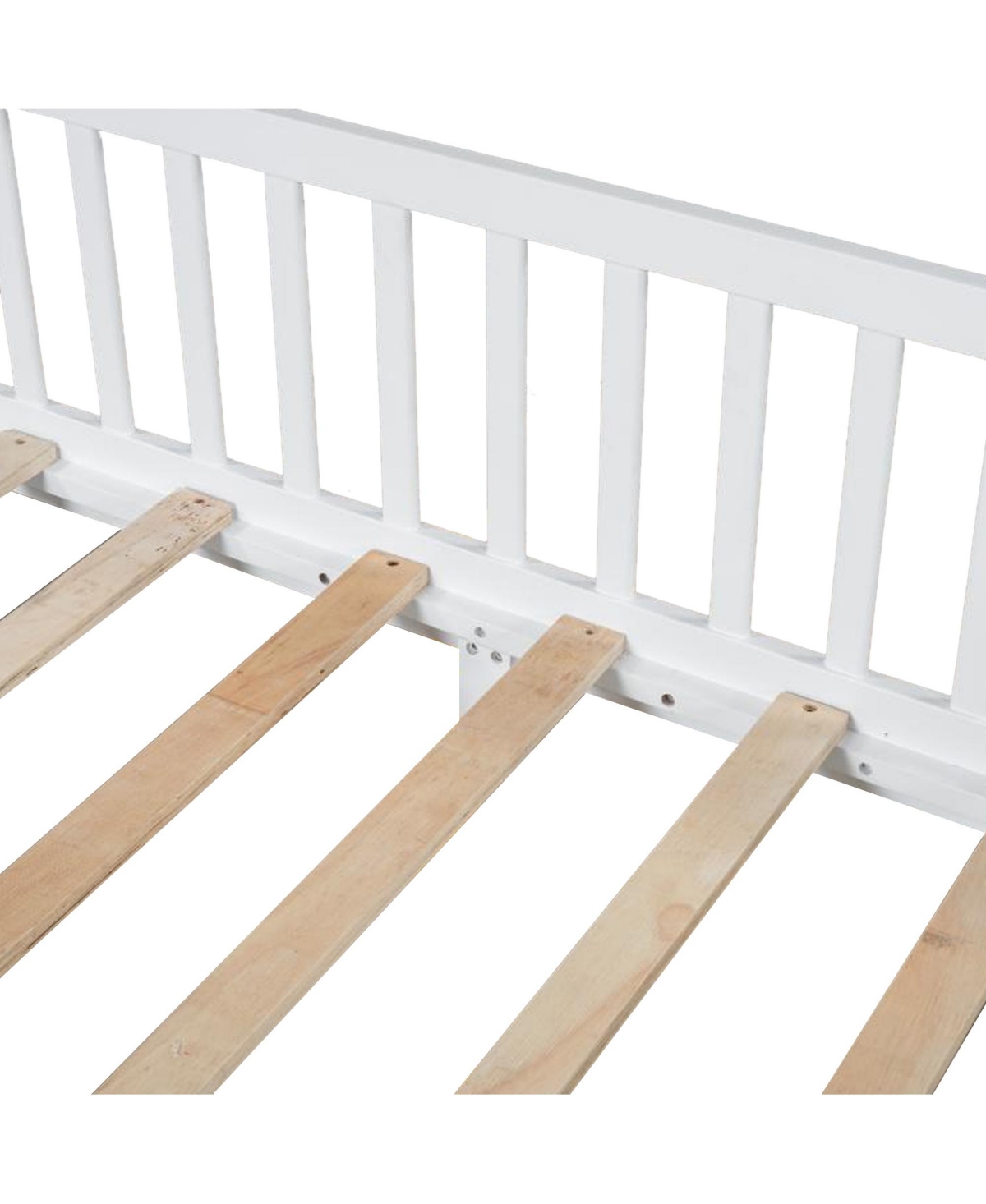 Streamdale Furniture Wood Twin Size House Bed with Guardrail and Led