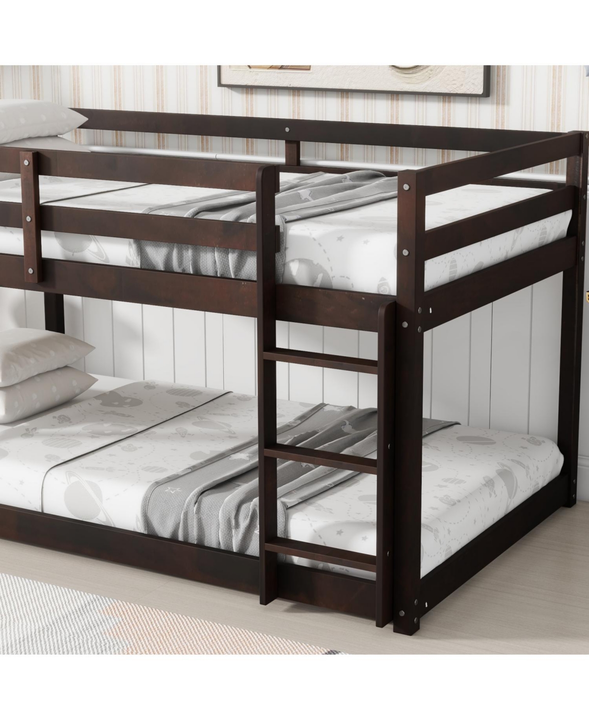 Streamdale Furniture Twin Over Twin Loft Bed with Wood Platform, Espresso