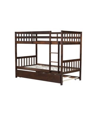 Convertible Twin Bunk Bed with Trundle, Espresso