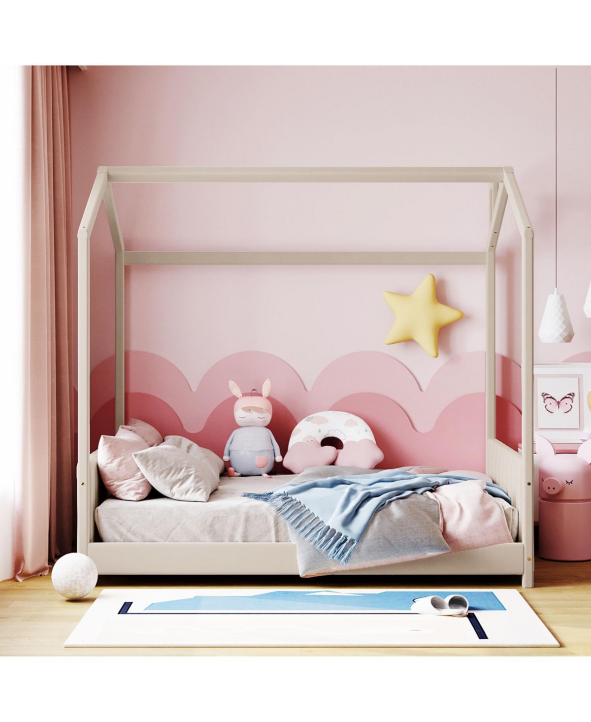 Streamdale Furniture Full Velvet House Bed Wood