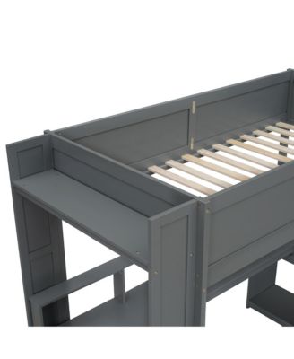 Twin Gaming Loft Bed with Desk, LED & Charging