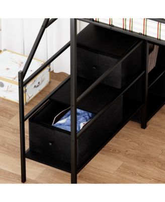 Full Loft Bed w/ Desk, LED, Charging, Wardrobe & Drawers