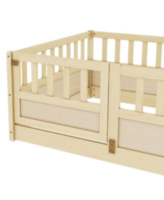 Twin Floor Bed with Safety Rail & Door