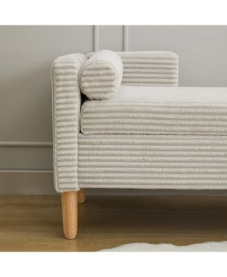 Corduroy Storage Bench w/ Armrests & Pillows