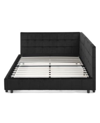 Tufted Upholstered Full Size Bed Frame - Black Velvet