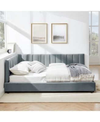  Tufted Upholstered Full Bed Frame - Velvet Gray