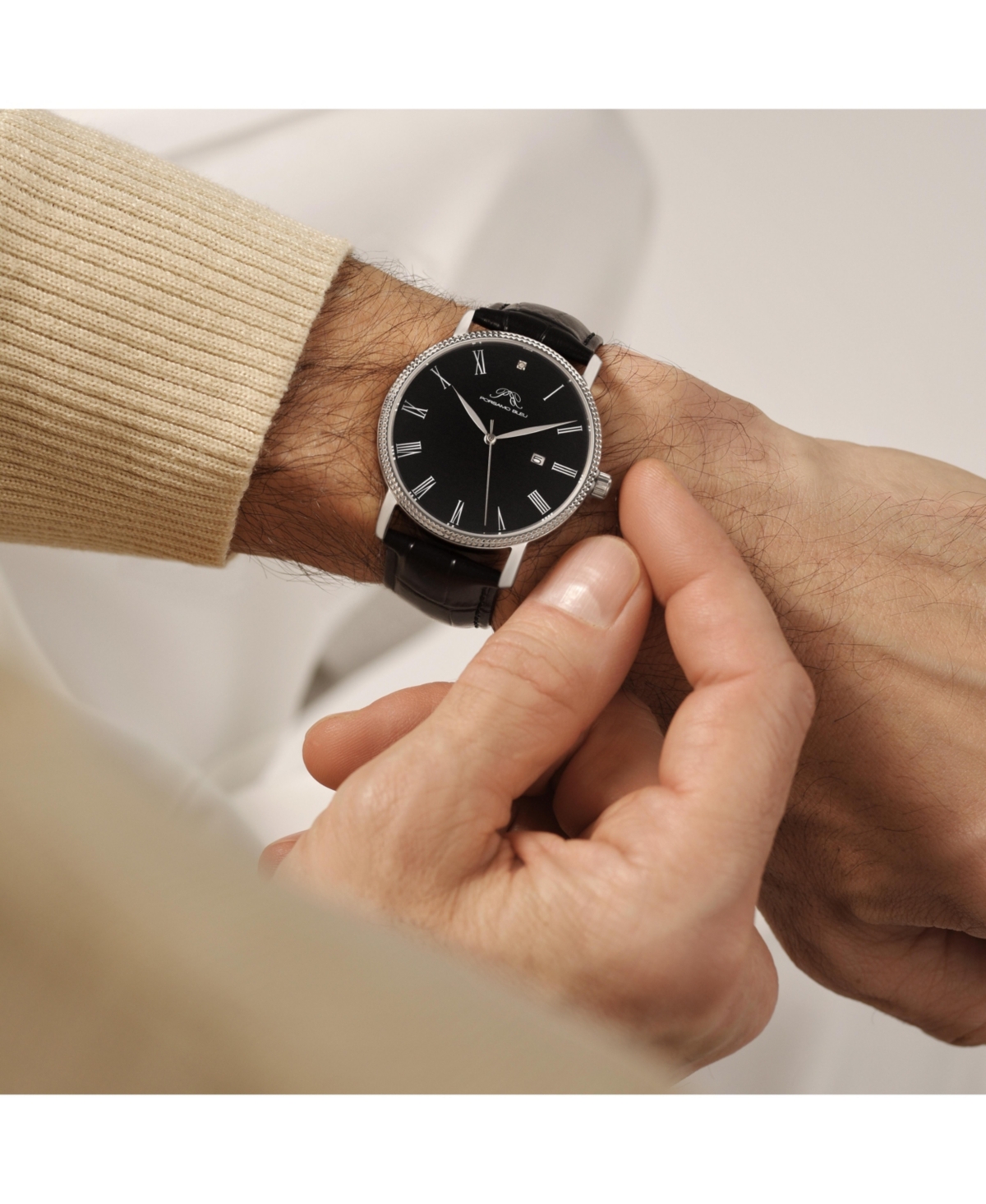 Porsamo Bleu Men's Veritas 1 Genuine Leather Band Watch 1361FVEL