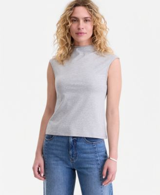 Women's Funnel Neck Sleeveless T-Shirt