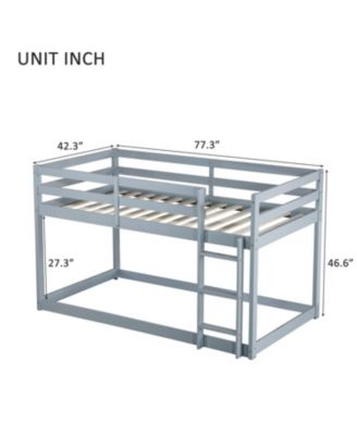 Twin over Twin Loft Bed with Ladder, Solid Wood