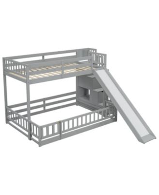 Twin-Over-Full Bunk Bed with Slide and Storage
