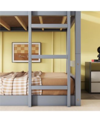 Streamdale Triple Twin Bunk Bed, Detachable, Rubber Wood