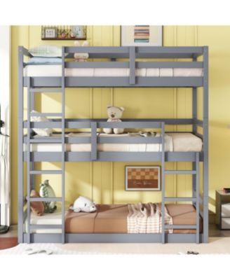 Streamdale Triple Twin Bunk Bed, Detachable, Rubber Wood