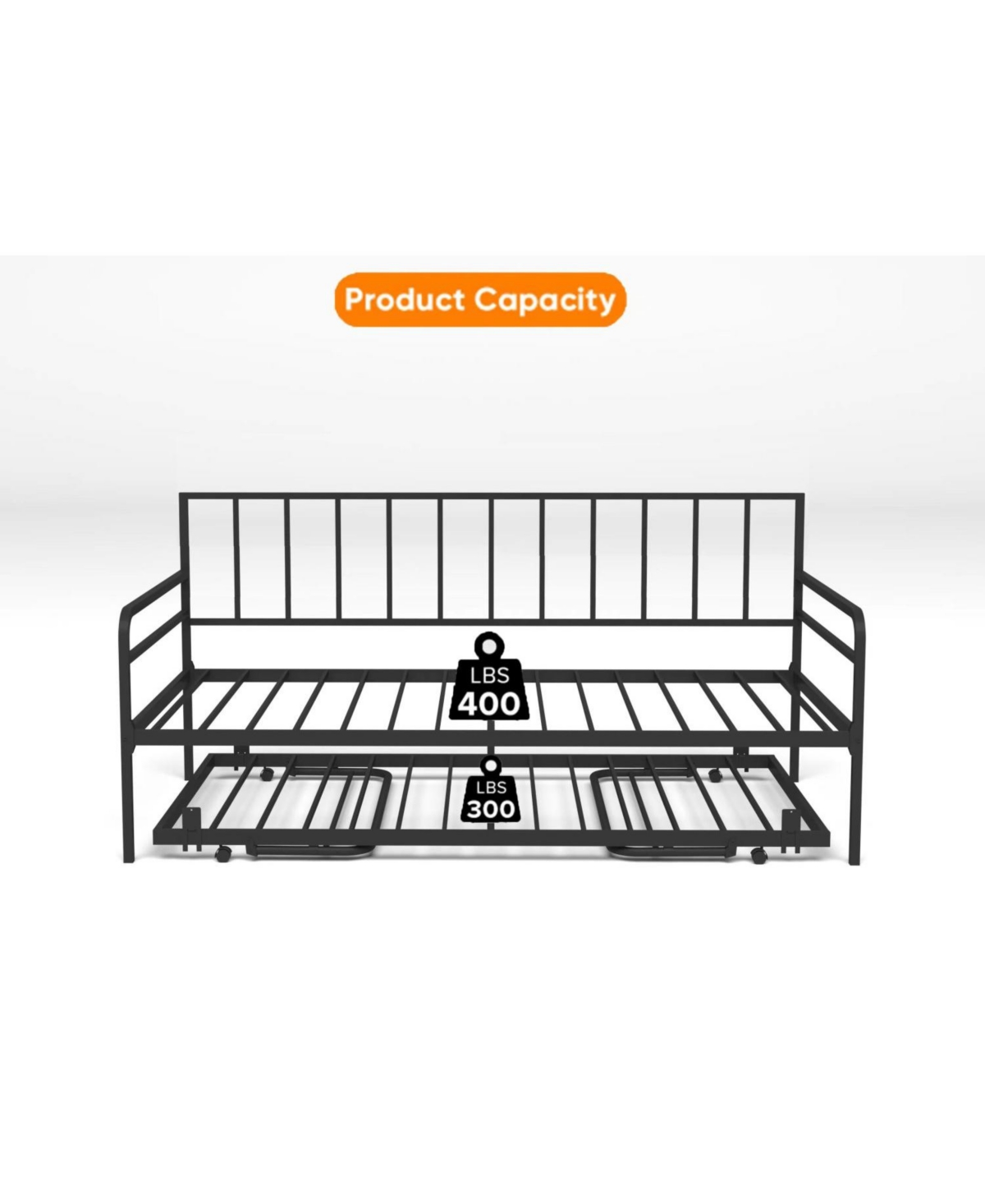 Streamdale Furniture Twin Daybed with Rgb Led Lights & Charging Station, Adjustable Frame & Trundle