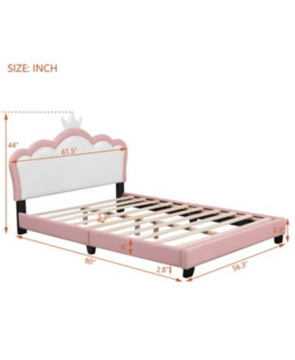 Full size Upholstered Princess Bed With Crown Headboard,Full Size Platform Bed with Headboard and Footboard