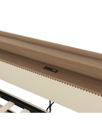 Twin Size Daybed with Trundle, Upholstered Daybed with Charging Station and LED Lights