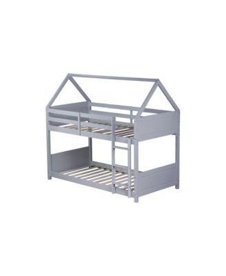 Twin-over-Twin Bunk Bed with Headboards, Guardrails, Ladder