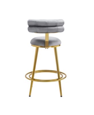  Modern Dark Gray Velvet Counter Stools (Set of 2