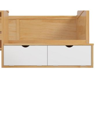  Wooden Twin Daybed with Storage, Study Desk, and Stool