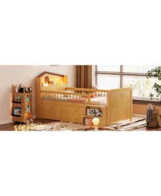  House Loft Bed with LED Lights and Storage