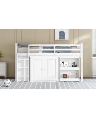 Multifunctional Loft Bed with Desk, Storage, Ladder, and Safety Rail