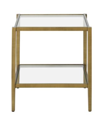 Hera 20" Wide Square Side Table with Glass Shelf