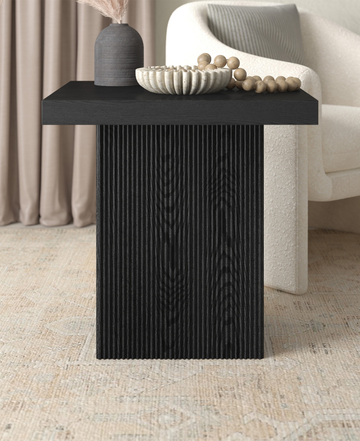 Hudson & Canal Torren 22" Wide Square Fluted Side Table