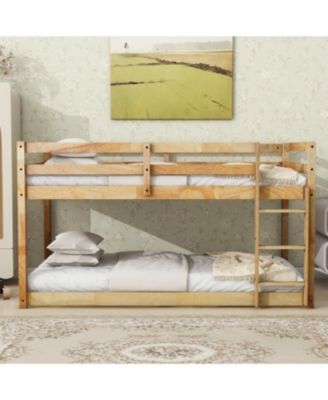 Streamdale Twin over Twin Loft Bed with Ladder, Solid Wood Platform