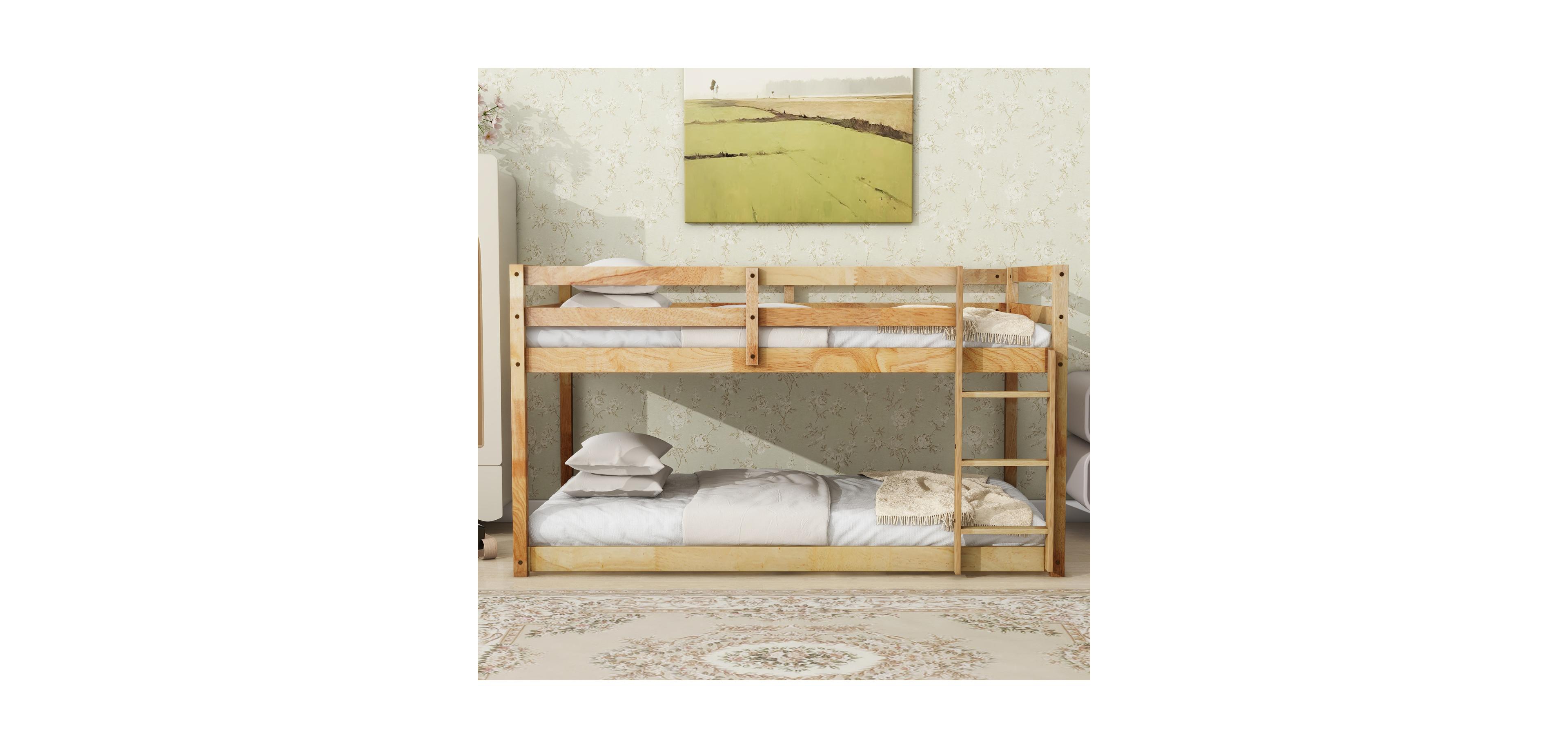 Streamdale Furniture Streamdale Twin over Twin Loft Bed with Ladder, Solid Wood Platform