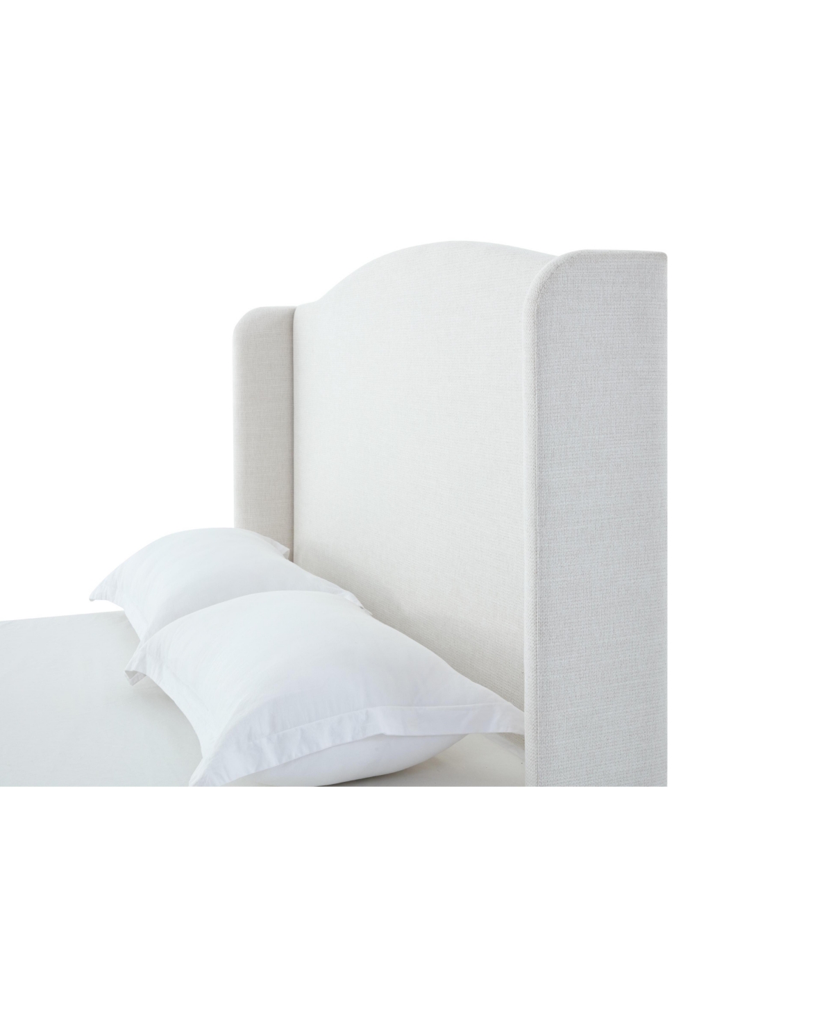 Streamdale Furniture Hannah King Upholstered Wingback Bed with 54" Headboard, Ivory Chenille Look