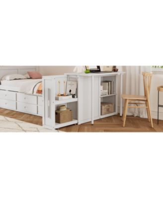 Twin Platform Bed with Desk, Trundle, Shelf, and Drawers